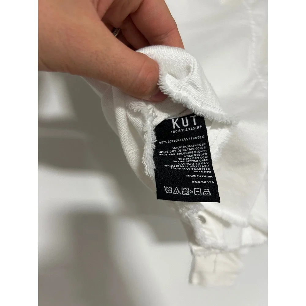 KUT from the Kloth Kara White Denim Jacket Raw Hem KJ0314MA2 Womens XS